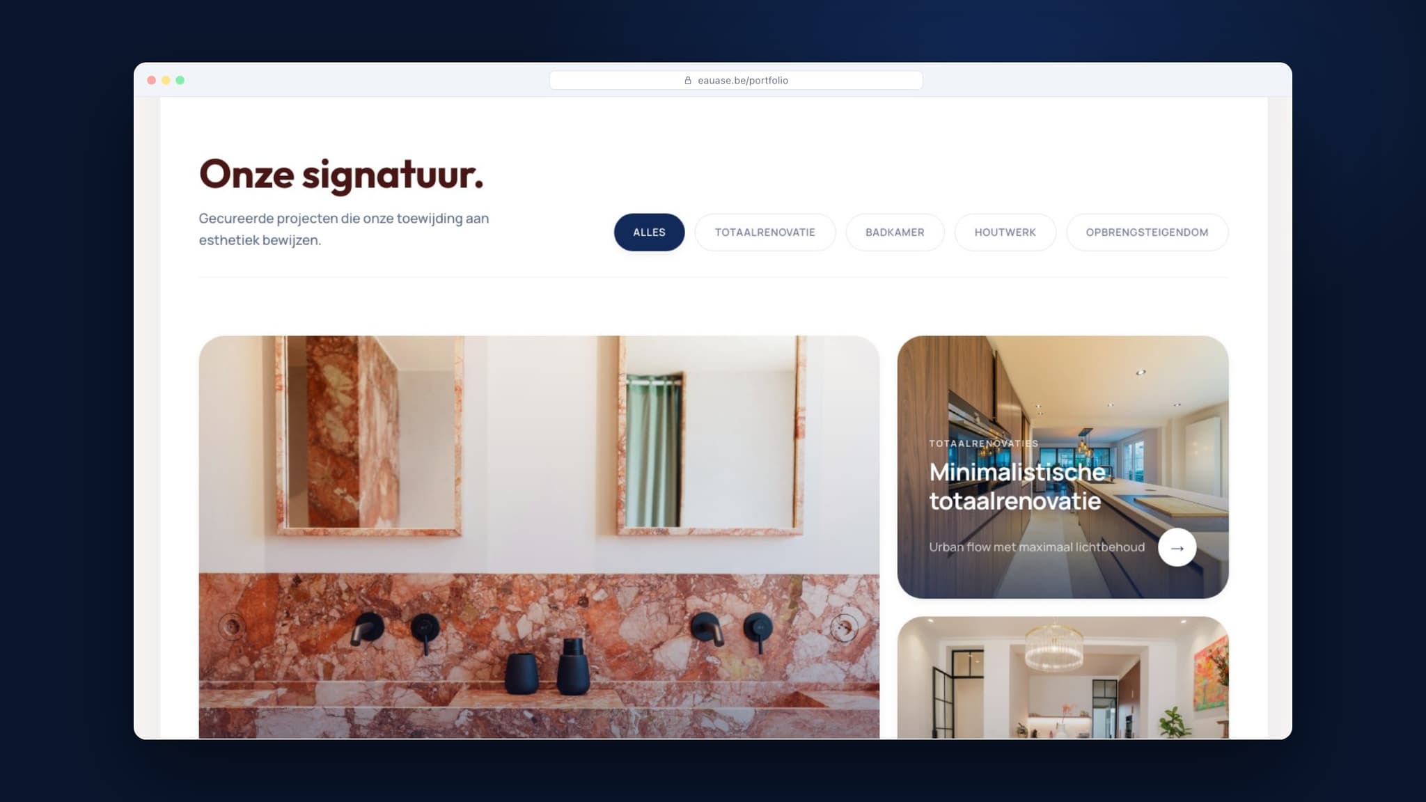 The portfolio with project filters