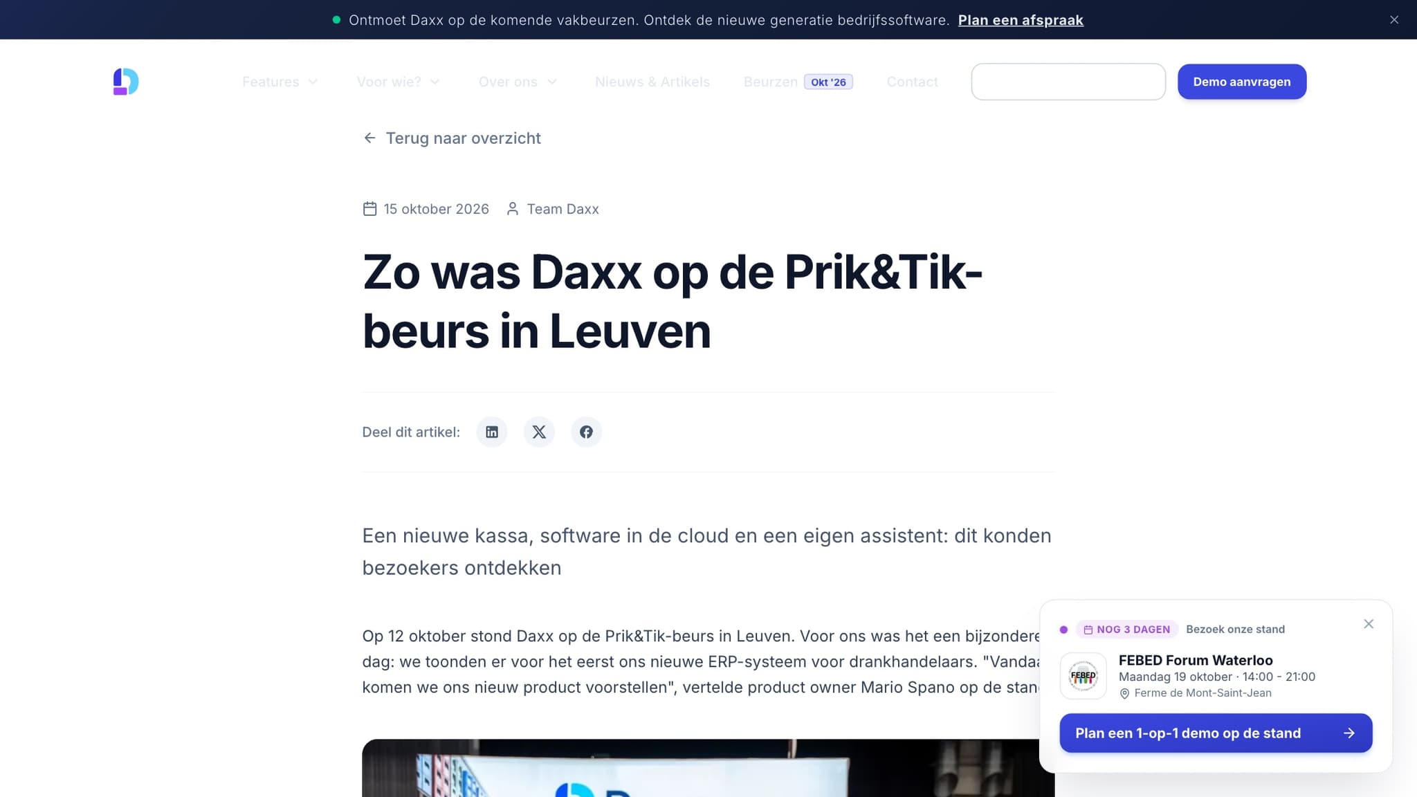 The article on daxx.be about Daxx at Prik & Tik Leuven