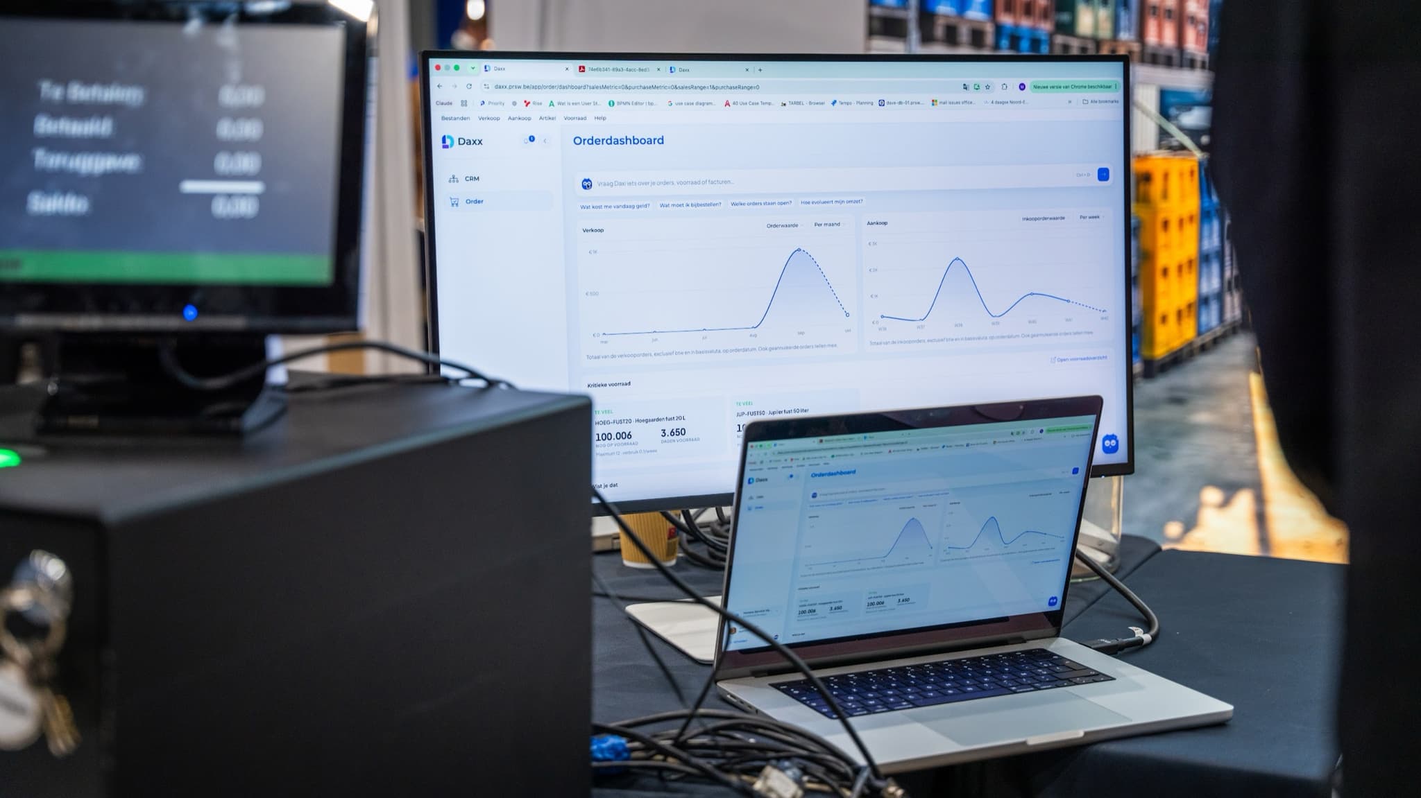 The order dashboard on screen and laptop