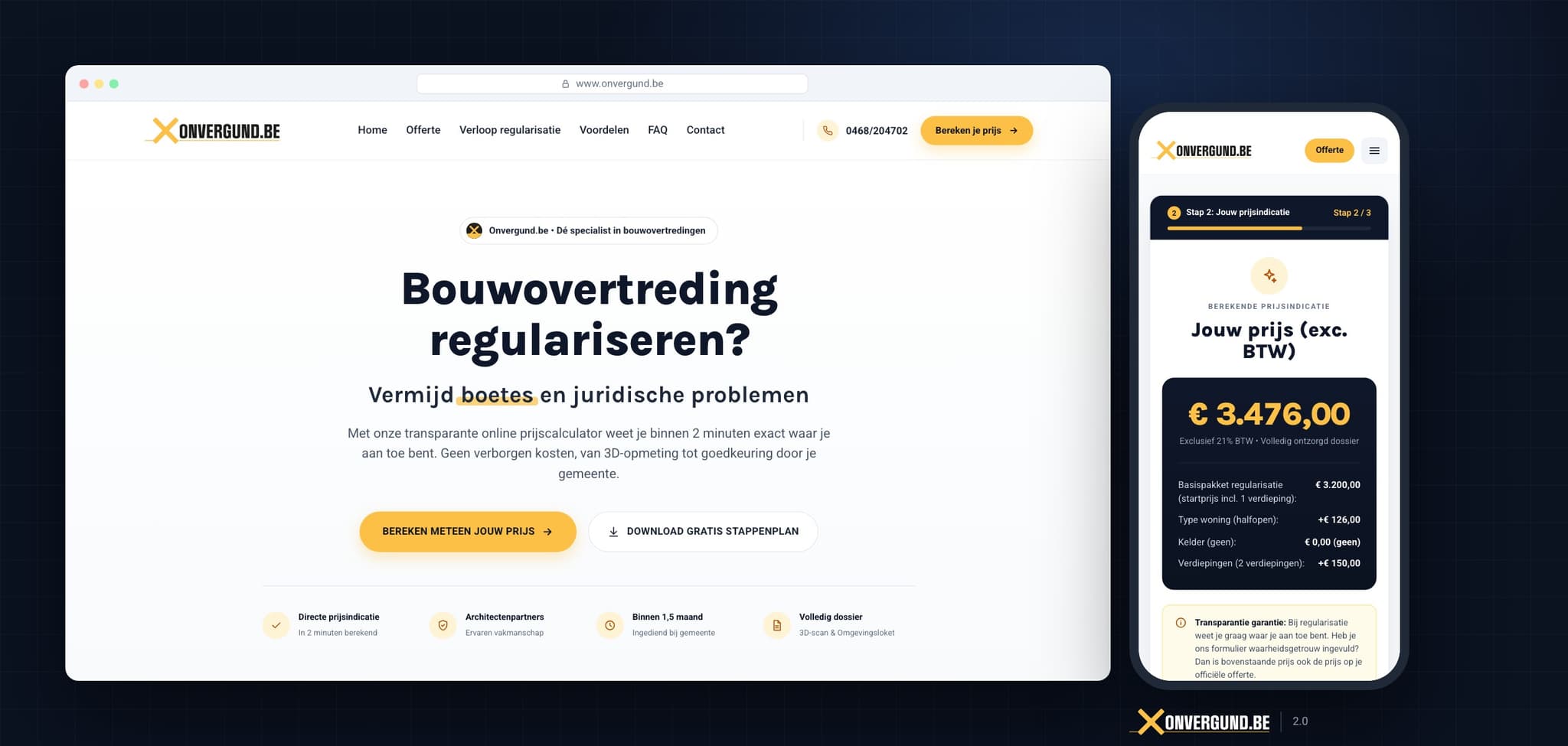 Onvergund.be 2.0 - Vernieuwde prijstool op desktop en mobiel