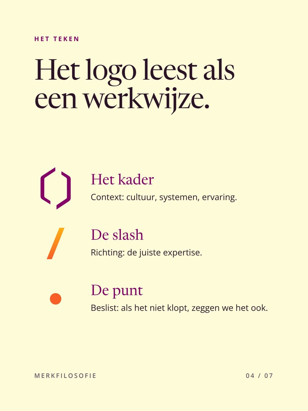 Social slide: the logo reads as a way of working, with the two frame halves and the slash
