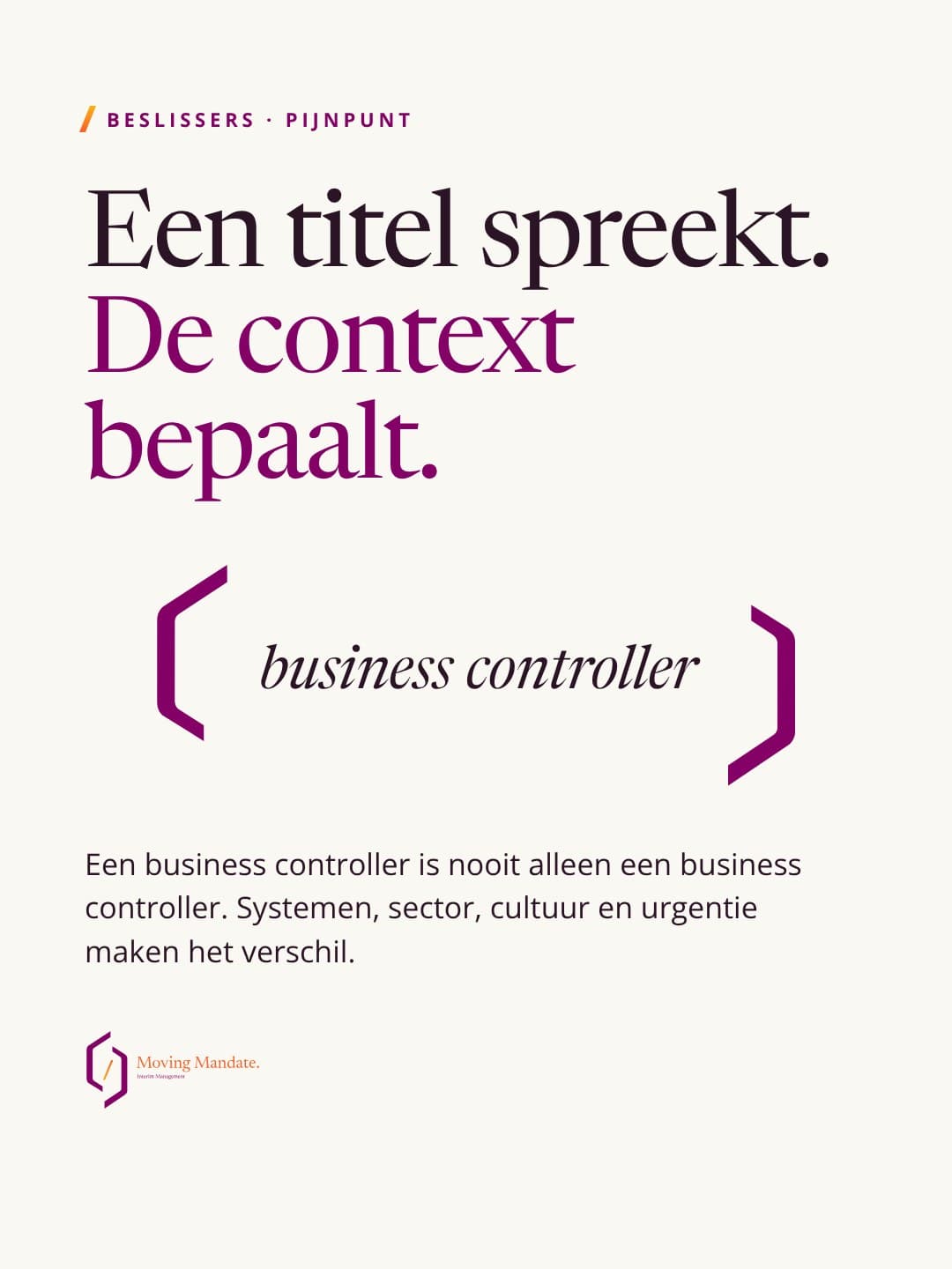 Post for decision-makers: 'A title speaks. The context decides.'