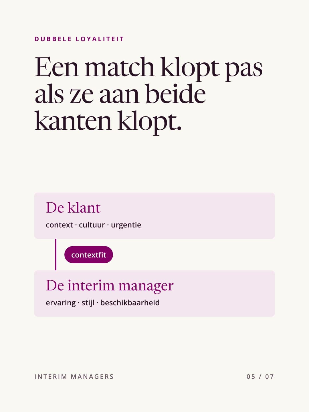Post for interim managers: 'A match only works when it works on both sides.'