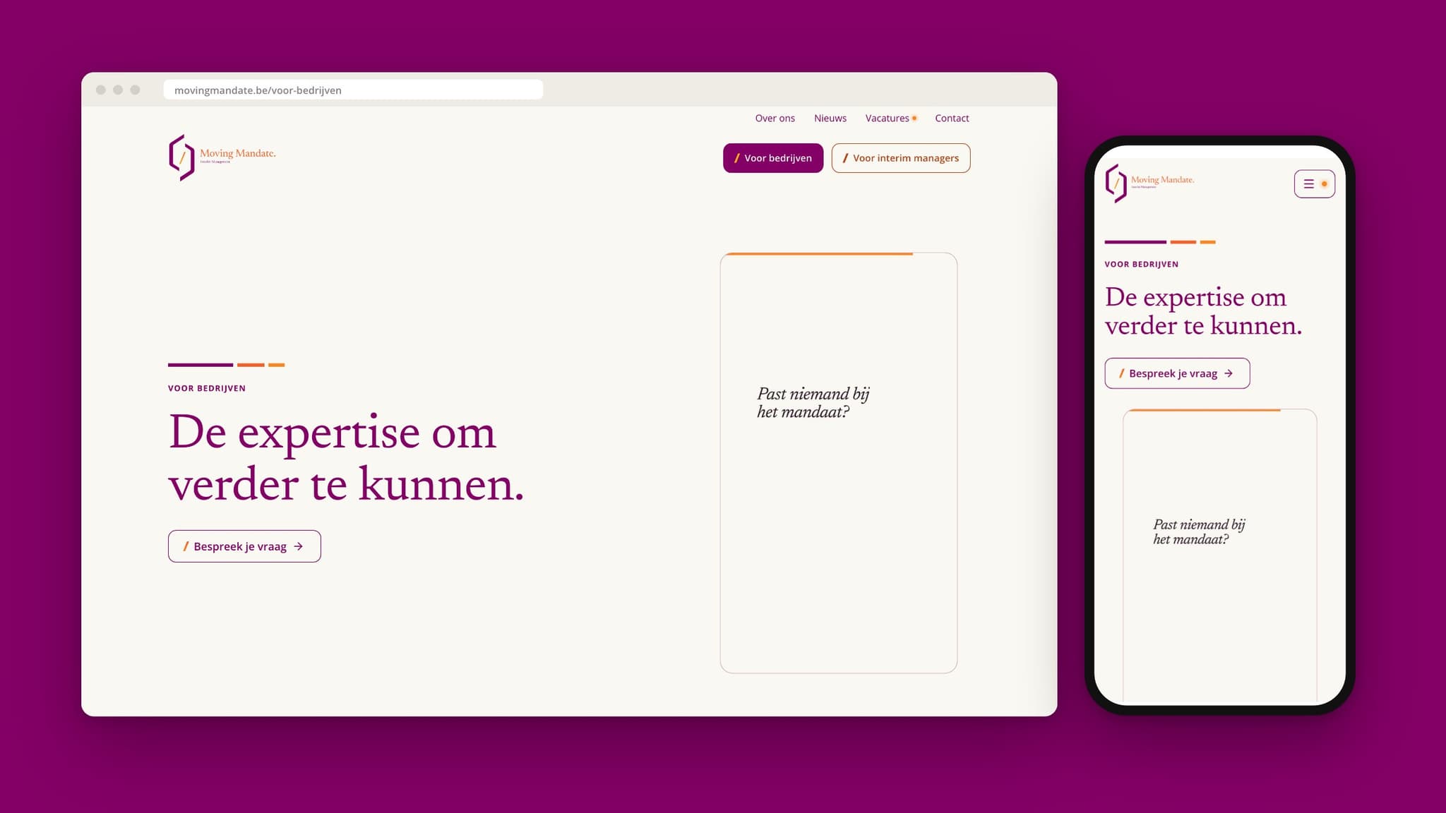 The For companies page, on desktop and mobile