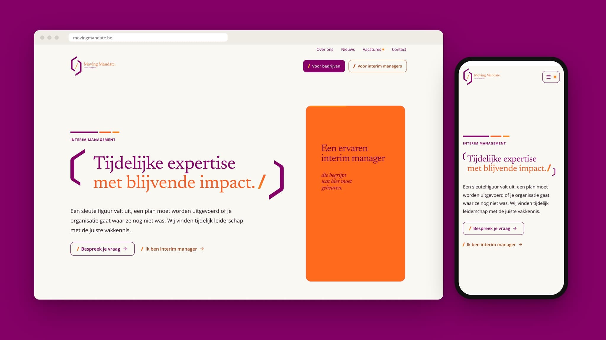 The Moving Mandate website on desktop and mobile